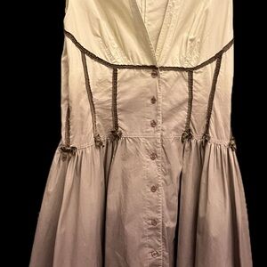 Byron Lars Cream and Brown Button-Down Dress